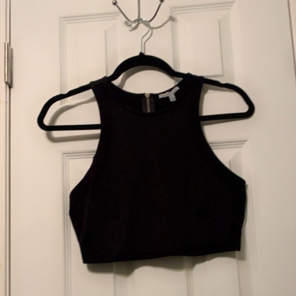 Charlotte Russe Zippered Black Bondage Crop Top